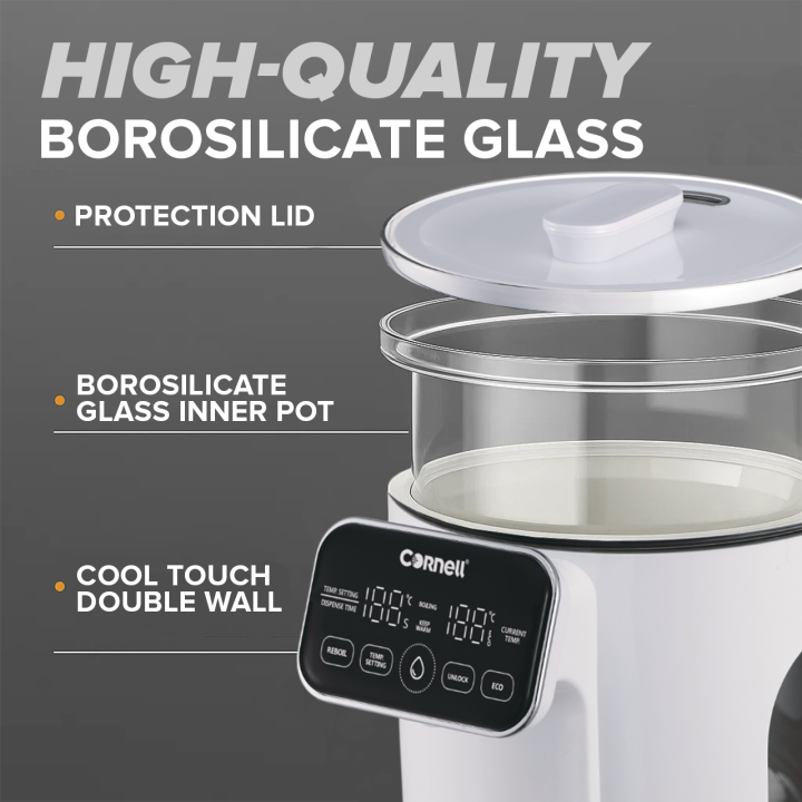 Cornell Digital Glass Thermo Pot 3.0L | CTP03WH