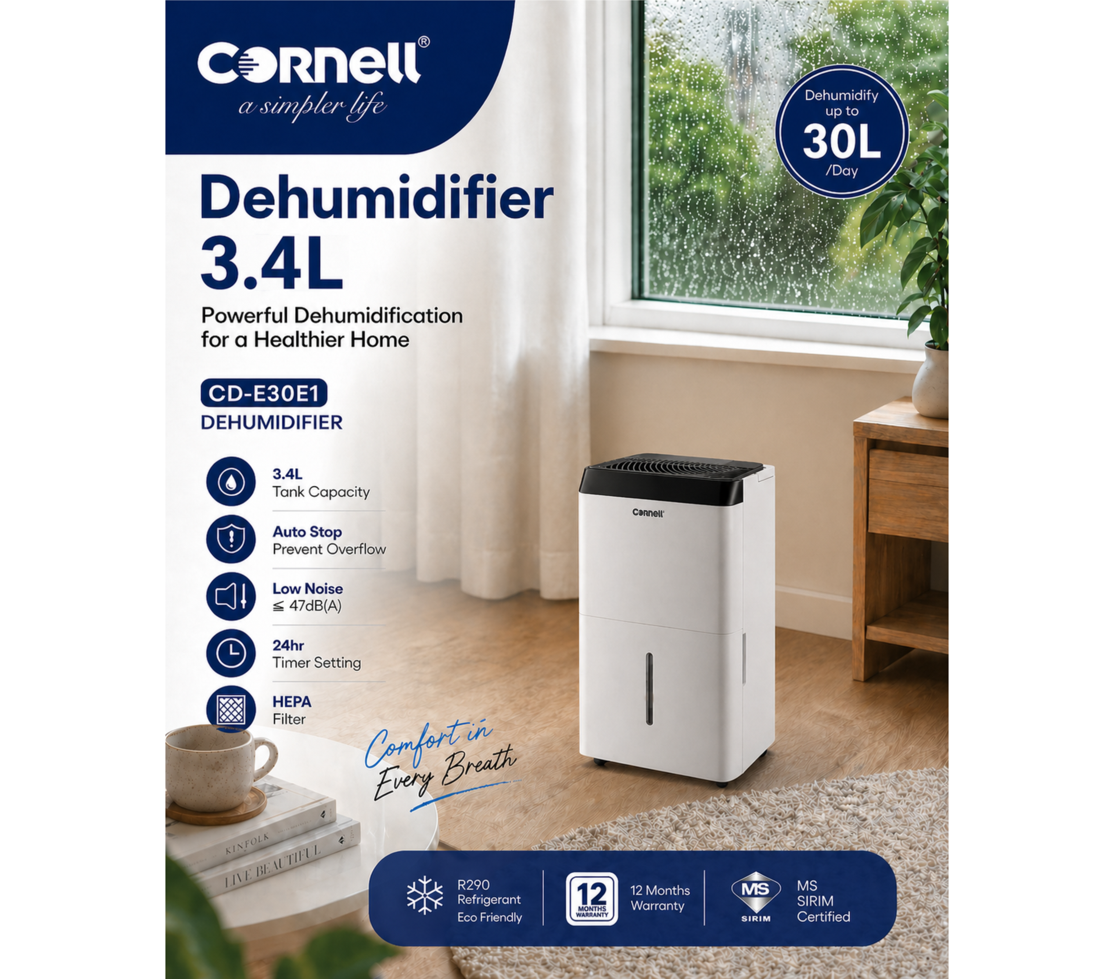 Cornell Dehumidifier 30L | CD-E30E1