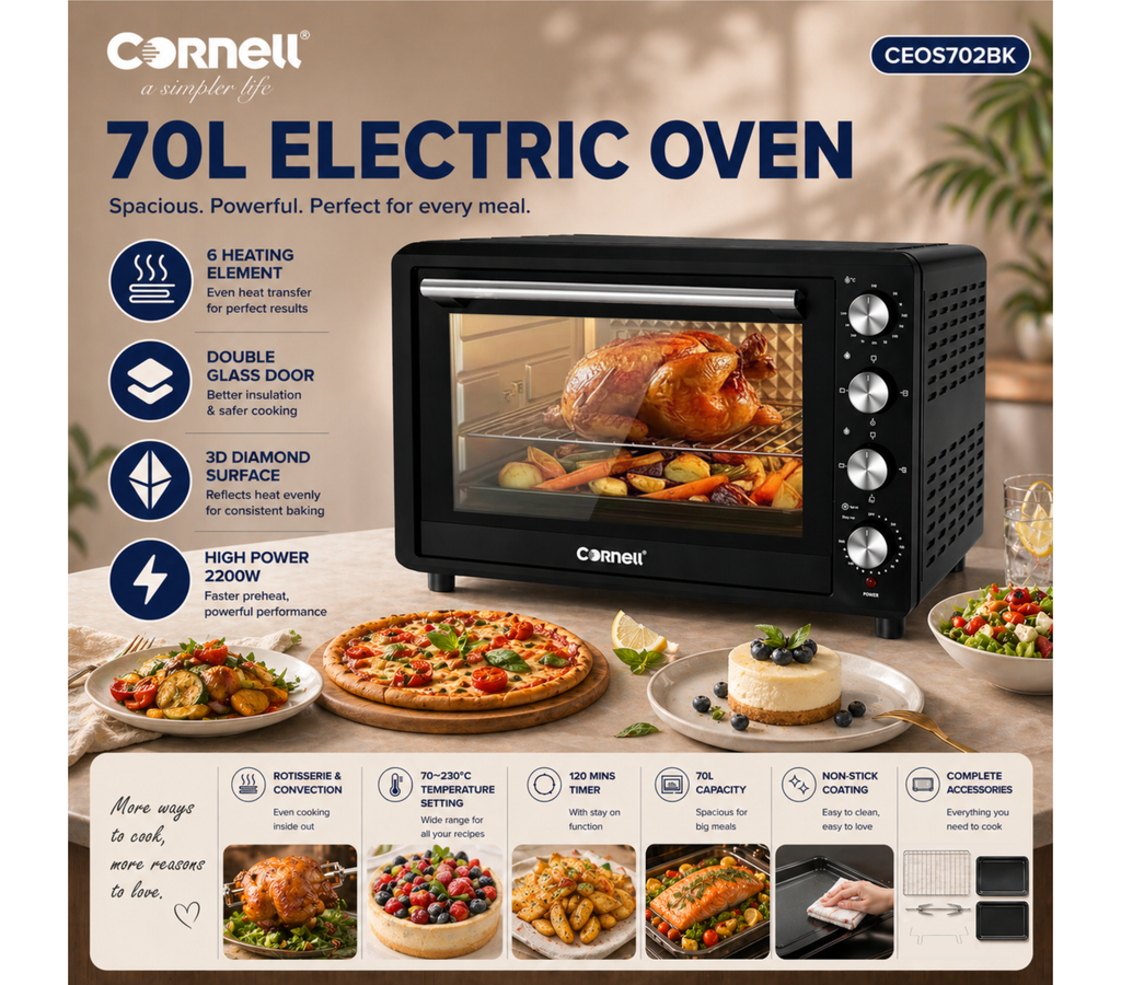 Cornell Electric Oven 70L | CEOS702BK