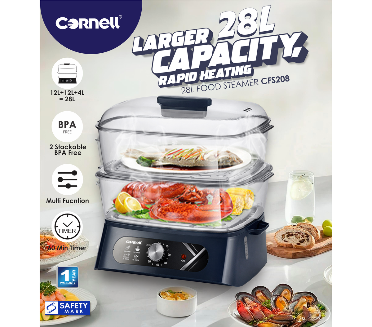 Cornell Food Steamer 28L | CFS208
