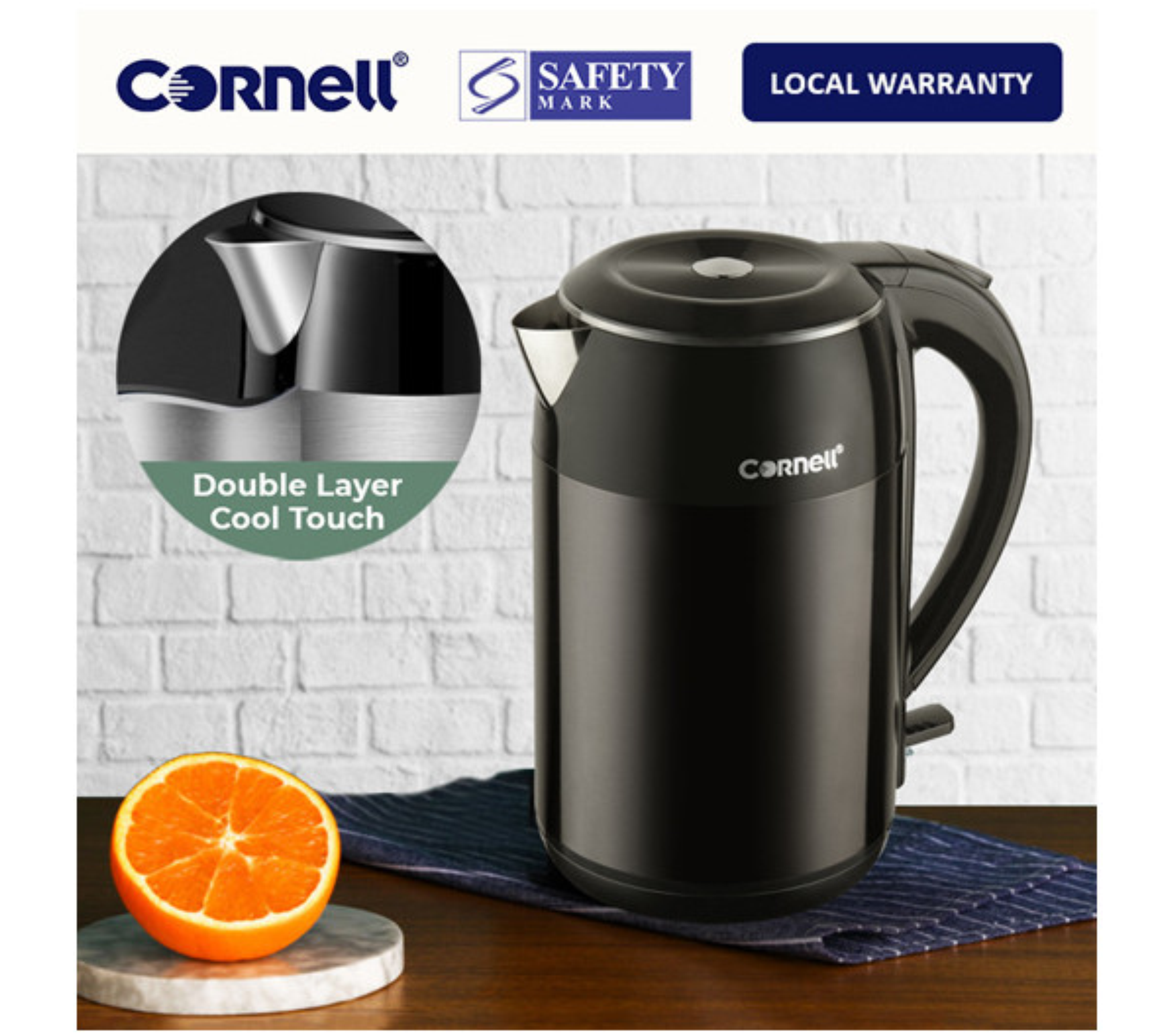 Cornell Cool Touch Jug Kettle 1.8L | CJK-P182SSB