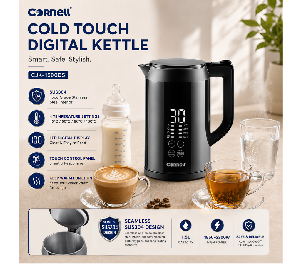 Cornell Cold Touch Digital Kettle | CJK-1500DS