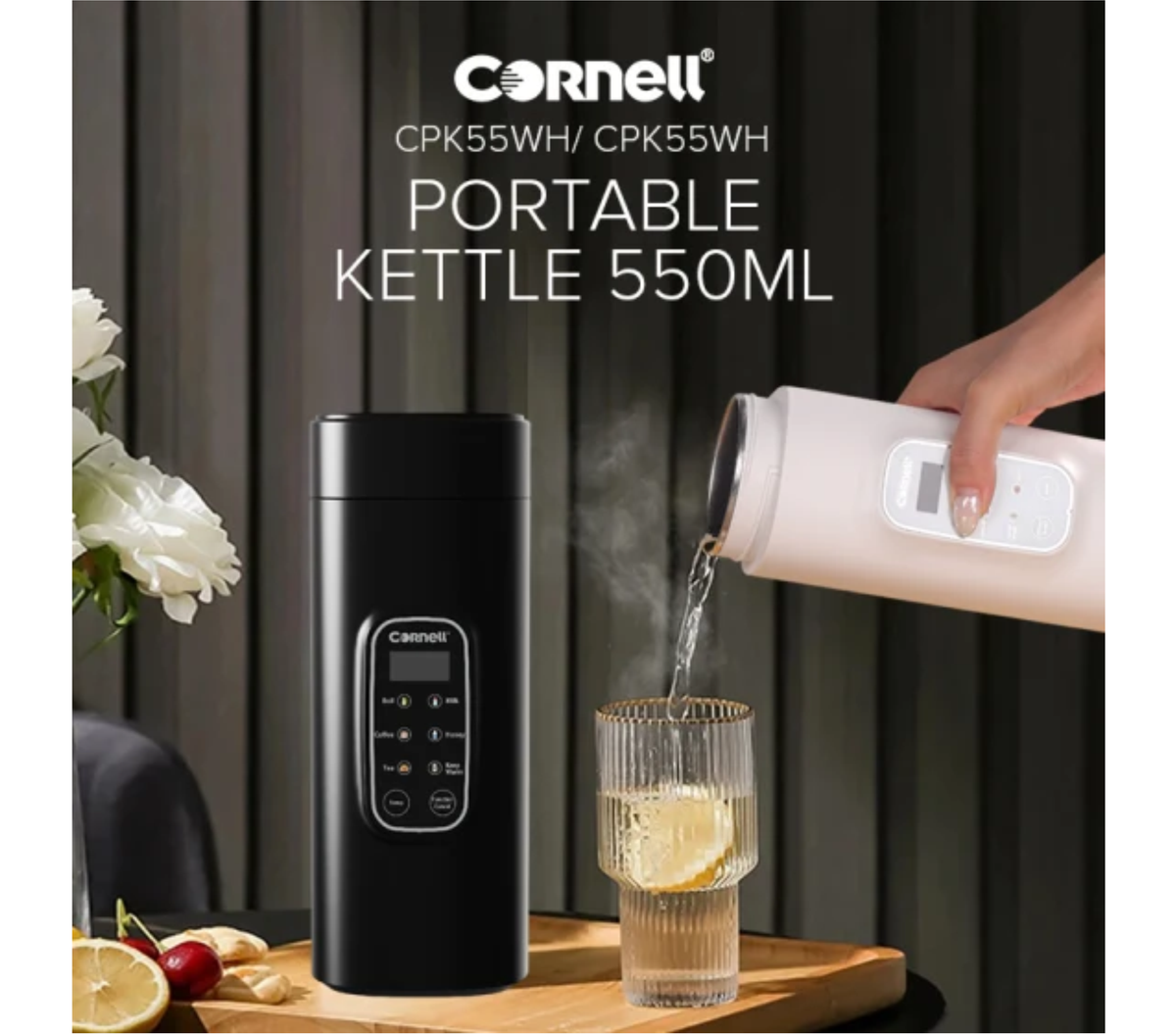 Cornell Portable Travel Kettle Black | CPK55BK