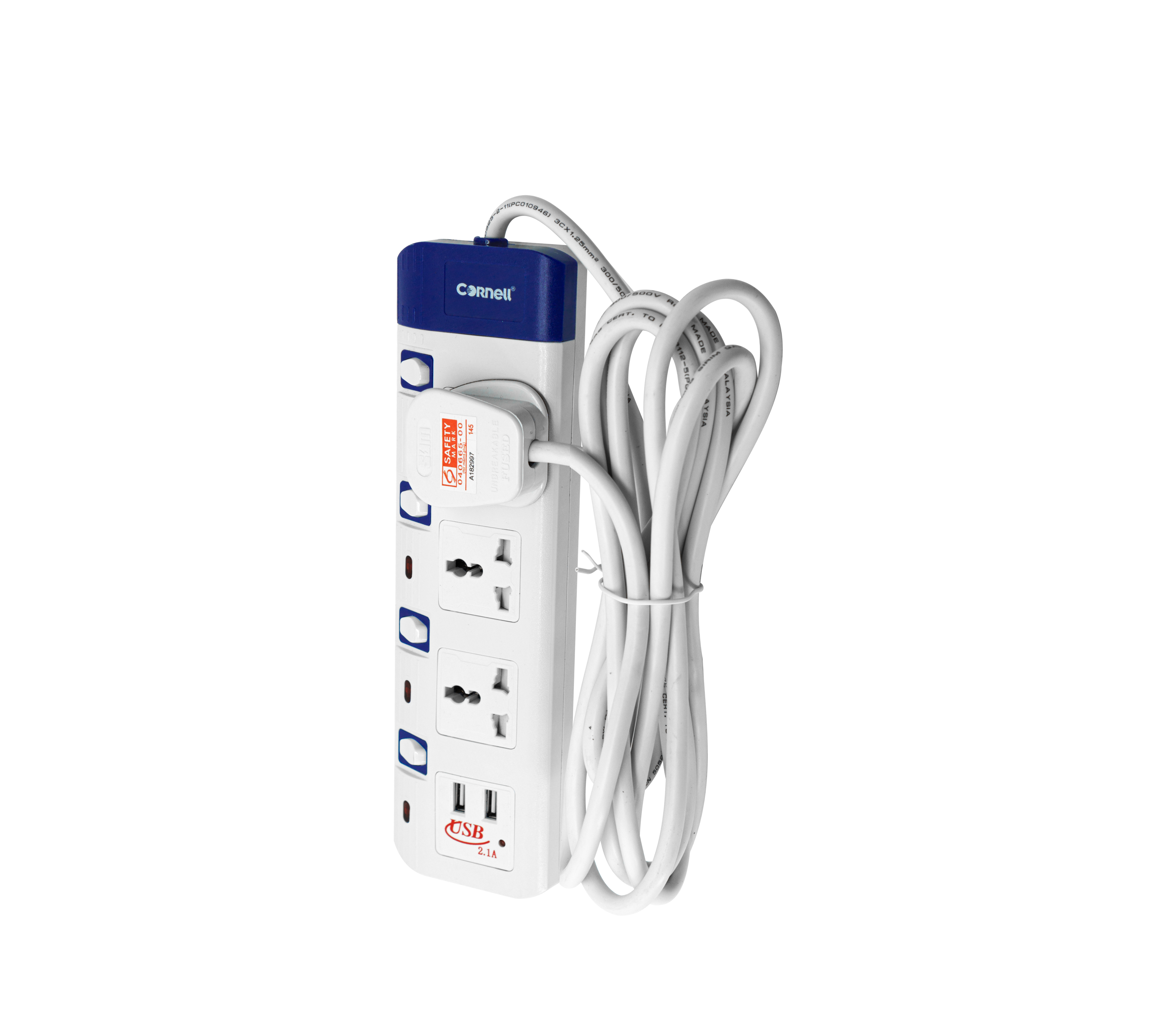 Cornell 3 Way Neon Multi Portable Socket with 2xUSB – 3M | CPS-E3020NUS-3M