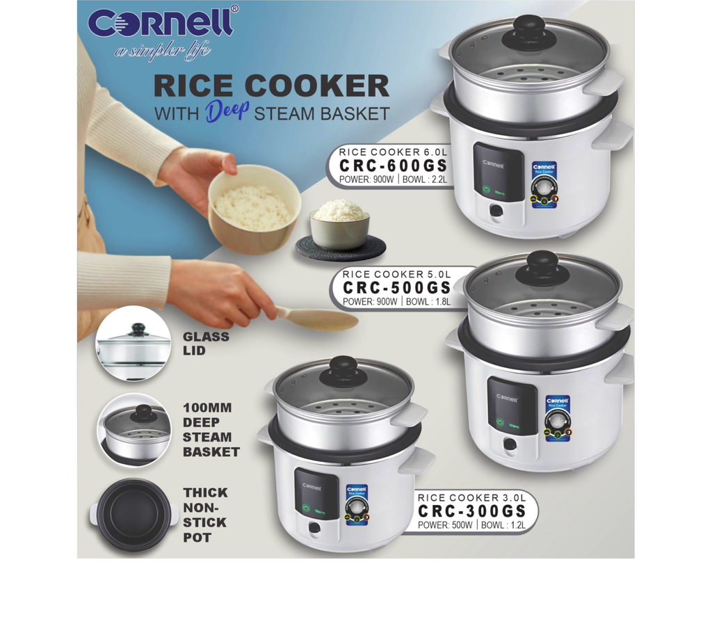 Cornell Rice Cooker | CRC-300GS (1.2L)/ CRC-500GS (1.8L)/ CRC-600GS (2.2L)