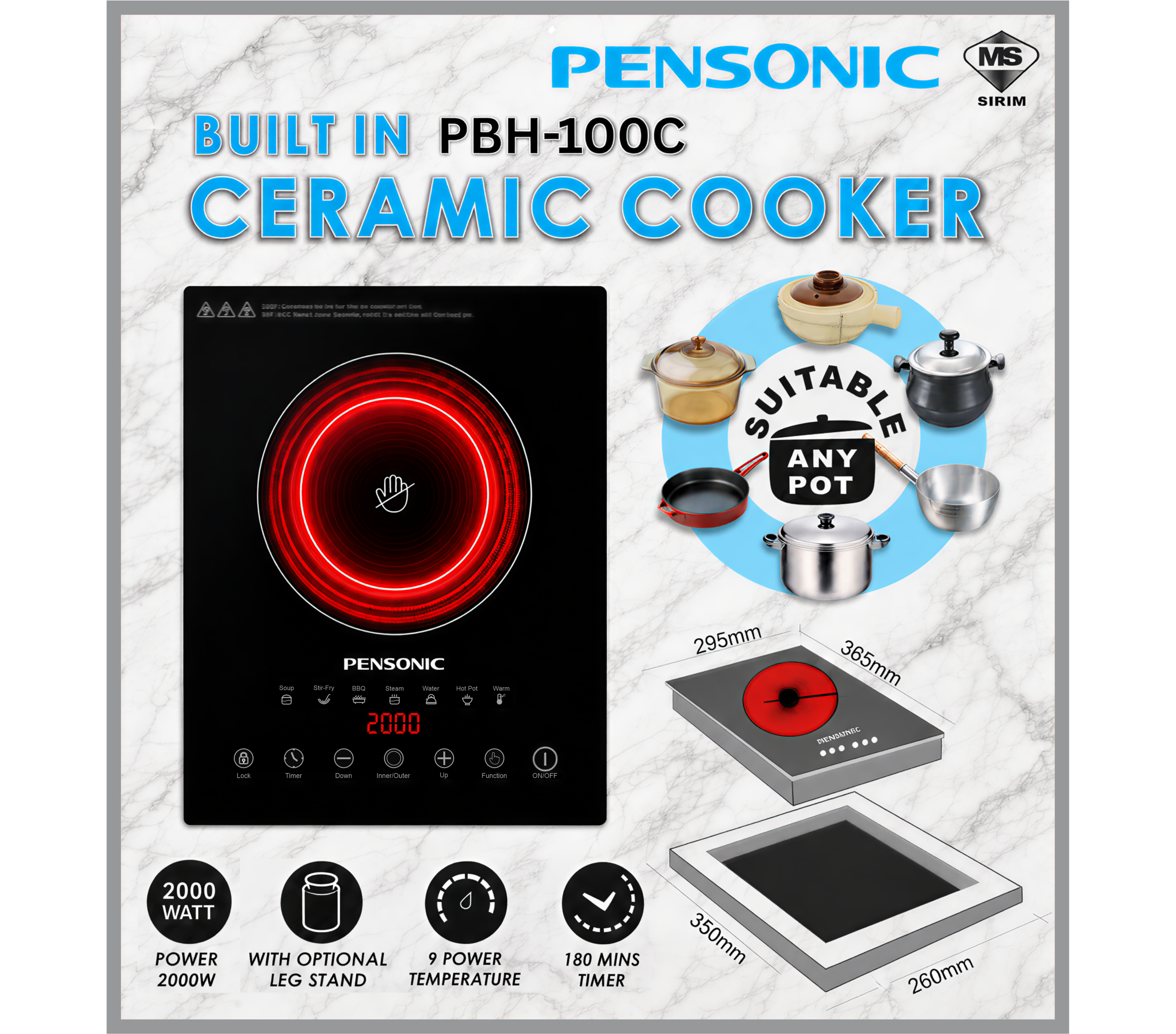 Pensonic Built-In Ceramic Cooker | PBH-100C