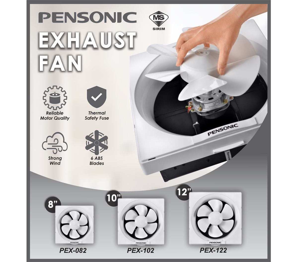 Pensonic Exhaust Fan | PEX-082 (8")/ PEX-102 (10")/ PEX-122 (12")