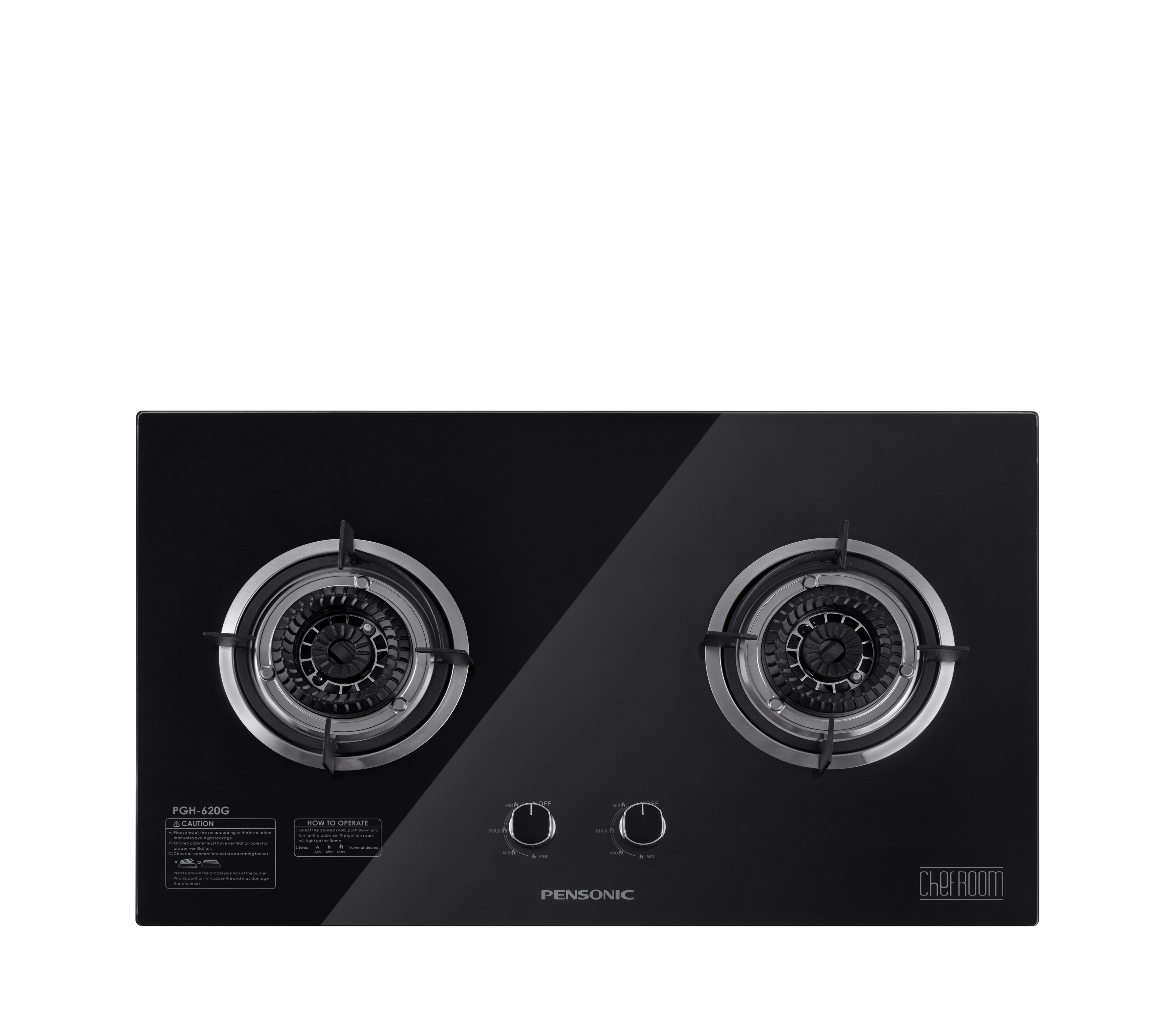 Pensonic Flexible Base Glass Built-In Gas Hob | PGH-620G
