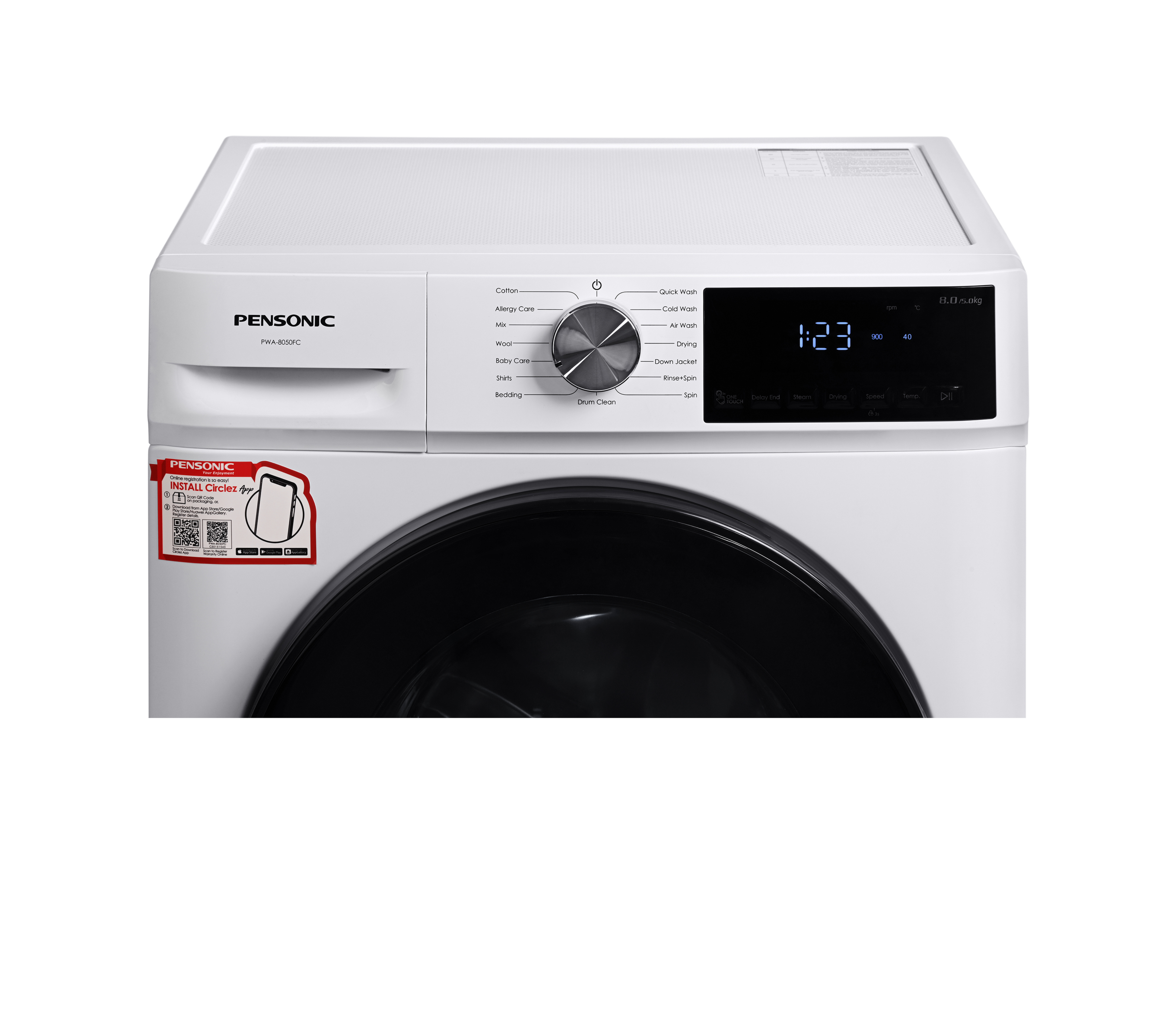 Pensonic INVERTER 2-In-1 Front Load Washer 8KG & Dryer 5KG | PWA-8050FC